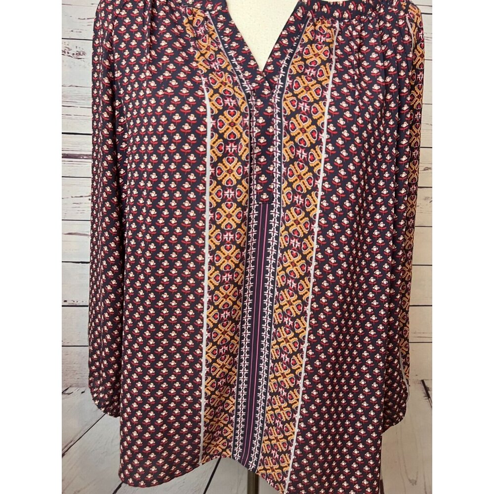 Daniel Rainn Womens Blouse‎ size Large Pullover Tunic Top Boho Hippie Paisley